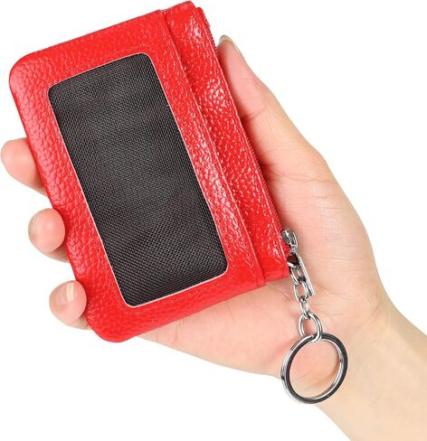 Women Genuine Leather Keychain Zipper Change Wallet Small Mini Pocket Size Coin Purse in Kuwait