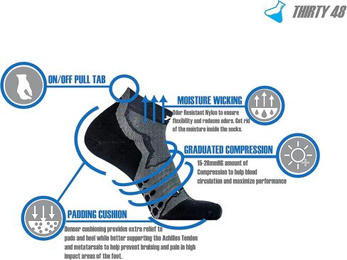 Thirty48 Performance Compression Low Cut Running Socks for Men and Women | More Compression Where Needed in Kuwait