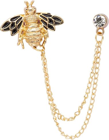 A N KINGPiiN Lapel Pin for Men Bee with Hanging Chain Brooch Suit Stud, Shirt Studs Men's Accessories (Gold) in Saudi Arabia