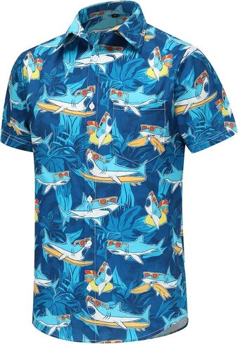 Men's Hawaiian Shirt Short Sleeves Tropical Floral Casual Button Down Holiday Beach Shirts Hawaiian Shirt for Men in Saudi Arabia