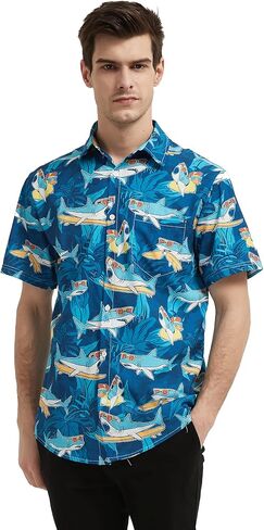 Men's Hawaiian Shirt Short Sleeves Tropical Floral Casual Button Down Holiday Beach Shirts Hawaiian Shirt for Men in Saudi Arabia
