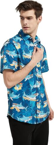 Men's Hawaiian Shirt Short Sleeves Tropical Floral Casual Button Down Holiday Beach Shirts Hawaiian Shirt for Men in Saudi Arabia