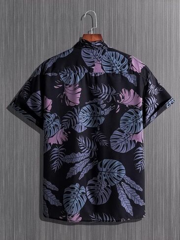Verdusa Men's Leopard Zebra Print Short Sleeve Button Down Shirt Top in Kuwait