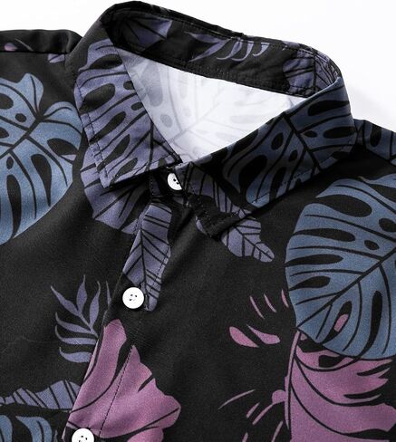 Verdusa Men's Leopard Zebra Print Short Sleeve Button Down Shirt Top in Kuwait