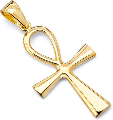 14k Yellow Gold Ankh Religious Cross Pendant in Saudi Arabia