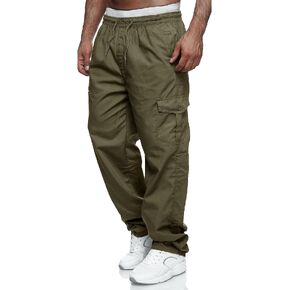 Men's Cargo Pants Relaxed Fit Sport Pants Jogger Sweatpants Drawstring Outdoor Trousers with Pockets in Kuwait
