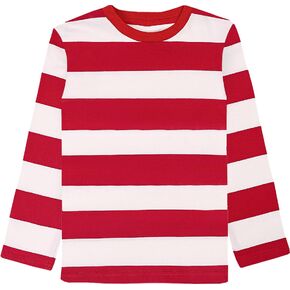 COSLAND Boys and Toddlers' Long Sleeve Striped T-Shirt, Cotton, Kids' Crew Neck Tee, 2T-Large in Kuwait
