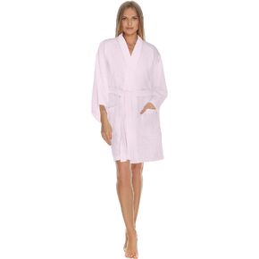 Boca Terry Womens Waffle Robes - Knee Length Robe - Lightweight Waffle Kimono Bathrobe