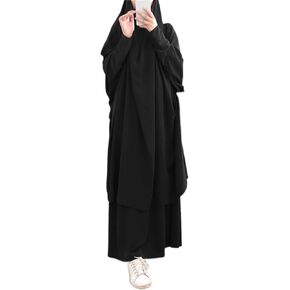 ملابس صلاة zhxinashu للنساء المسلمات، قطعتين جلباب للنساء المسلمات، طقم عباية وحجاب إسلامي in Kuwait