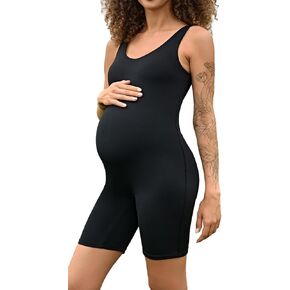 BRLIDO Women's Maternity Bodysuit Pregnancy Shapewear Romper Jumpsuit Sleeveless Tank Top Shorts