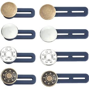 Button Extender for Jeans Elastic Waistband Extenders Pant Button Extender Waist Extenders for Pants for Women Men Pregnant Women (Dark Blue Silicone)