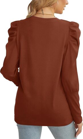 WIHOLL Womens Sweatshirts Crewneck Puff Sleeve Shirts Fall Tunic Tops for Leggings in Saudi Arabia