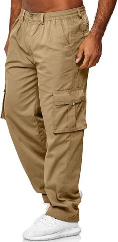 Men's Cargo Pants Relaxed Fit Sport Pants Jogger Sweatpants Drawstring Outdoor Trousers with Pockets in Kuwait