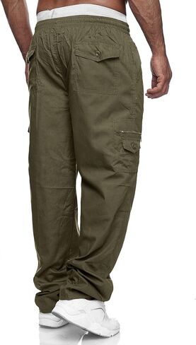 Men's Cargo Pants Relaxed Fit Sport Pants Jogger Sweatpants Drawstring Outdoor Trousers with Pockets in Kuwait