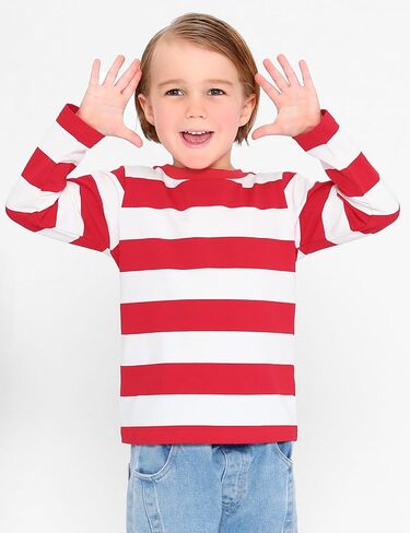 COSLAND Boys and Toddlers' Long Sleeve Striped T-Shirt, Cotton, Kids' Crew Neck Tee, 2T-Large in Saudi Arabia