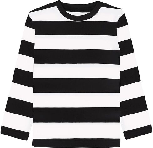 COSLAND Boys and Toddlers' Long Sleeve Striped T-Shirt, Cotton, Kids' Crew Neck Tee, 2T-Large in Kuwait