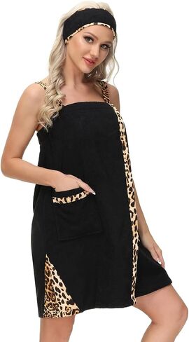 أغطية حمام من قماش تيري من زيكسكسي للنساء، أرواب حمام مع أشرطة، رداء منشفة لصالة الألعاب الرياضية، مقاس M، أسود in Kuwait