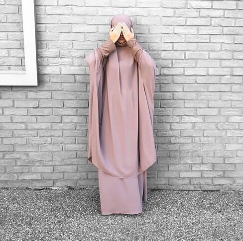 ملابس صلاة zhxinashu للنساء المسلمات، قطعتين جلباب للنساء المسلمات، طقم عباية وحجاب إسلامي in Kuwait