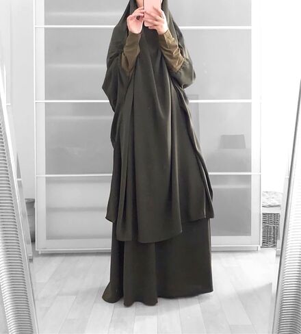 ملابس صلاة zhxinashu للنساء المسلمات، قطعتين جلباب للنساء المسلمات، طقم عباية وحجاب إسلامي in Kuwait