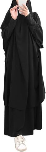 zhxinashu Prayer Clothes for Muslim Women, 2 Pcs Jilbab for Muslim Women,Islamic Dress Abaya and Hijab Set in Kuwait