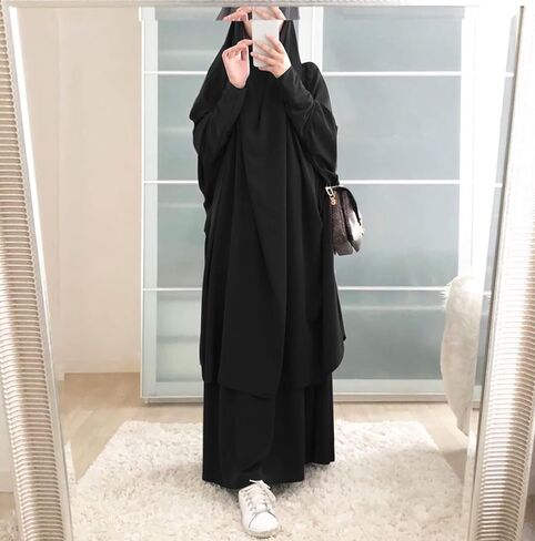 zhxinashu Prayer Clothes for Muslim Women, 2 Pcs Jilbab for Muslim Women,Islamic Dress Abaya and Hijab Set in Kuwait
