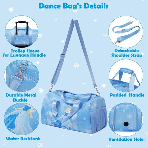 Dance Bags for Girls, Fairy Blue Duffle Bags with Wet & Shoe Compartment Ballet Bag for Girls, Water Resistant Gym Sport Travel Bag Overnight Sleepover Bags in Saudi Arabia