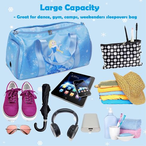 Dance Bags for Girls, Fairy Blue Duffle Bags with Wet & Shoe Compartment Ballet Bag for Girls, Water Resistant Gym Sport Travel Bag Overnight Sleepover Bags in Saudi Arabia