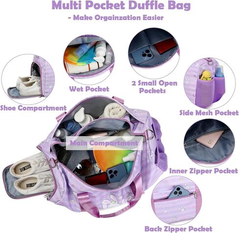 Dance Bags for Girls, Fairy Blue Duffle Bags with Wet & Shoe Compartment Ballet Bag for Girls, Water Resistant Gym Sport Travel Bag Overnight Sleepover Bags in Saudi Arabia