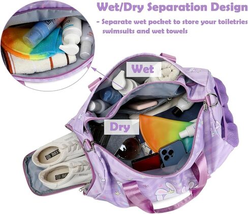 Dance Bags for Girls, Fairy Blue Duffle Bags with Wet & Shoe Compartment Ballet Bag for Girls, Water Resistant Gym Sport Travel Bag Overnight Sleepover Bags in Saudi Arabia