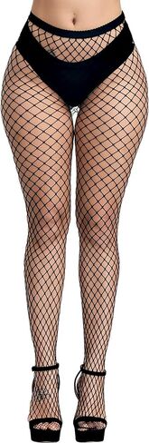 PERAMBRY Women's Fishnet Tights High Waist Fishnet Tights Black Fishnet Stockings Mesh Fishnet in Kuwait