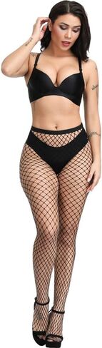 PERAMBRY Women's Fishnet Tights High Waist Fishnet Tights Black Fishnet Stockings Mesh Fishnet in Kuwait