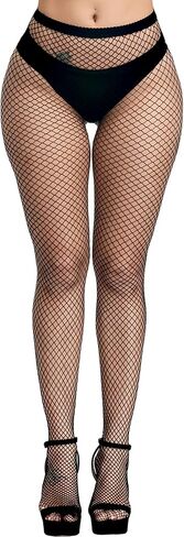 PERAMBRY Women's Fishnet Tights High Waist Fishnet Tights Black Fishnet Stockings Mesh Fishnet in Kuwait