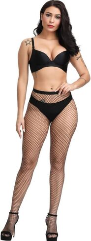 PERAMBRY Women's Fishnet Tights High Waist Fishnet Tights Black Fishnet Stockings Mesh Fishnet in Kuwait