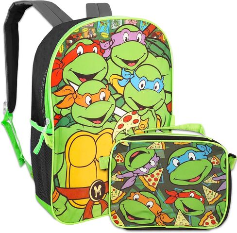 مجموعة حقيبة ظهر وصندوق غداء من Teenage Mutant Ninja Turtles - حزمة مع حقيبة ظهر TMNT للمدرسة، وحقيبة غداء، وزجاجة مياه، وملصقات، والمزيد | حقيبة ظهر TMNT للأولاد in Saudi Arabia