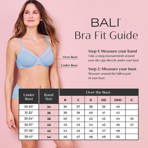 حمالة صدر نسائية من Bali ذات سلك U ناعم من الدانتيل، مريحة قابلة للتمدد بتغطية كاملة وقابلة للتحويل in Saudi Arabia