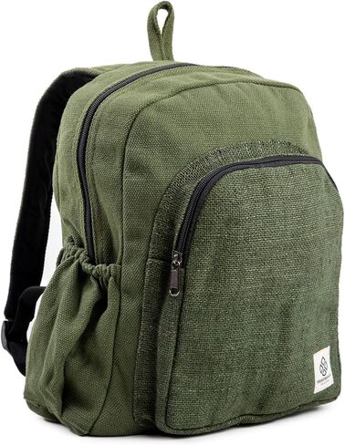 Organic Hemp Backpack Bag - Eco Friendly Durable Rustic Travel Hiking Friendly Lightweight Causal Bag by Freakmandu - Green in Saudi Arabia