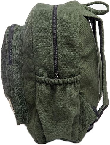 Organic Hemp Backpack Bag - Eco Friendly Durable Rustic Travel Hiking Friendly Lightweight Causal Bag by Freakmandu - Green in Saudi Arabia