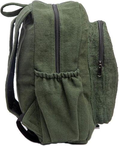 Organic Hemp Backpack Bag - Eco Friendly Durable Rustic Travel Hiking Friendly Lightweight Causal Bag by Freakmandu - Green in Saudi Arabia