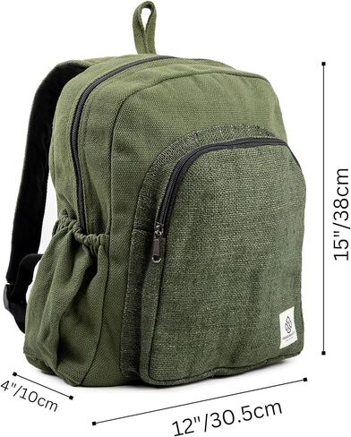 Organic Hemp Backpack Bag - Eco Friendly Durable Rustic Travel Hiking Friendly Lightweight Causal Bag by Freakmandu - Green in Saudi Arabia