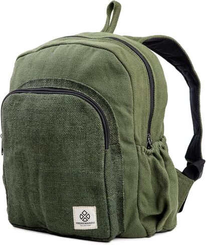Organic Hemp Backpack Bag - Eco Friendly Durable Rustic Travel Hiking Friendly Lightweight Causal Bag by Freakmandu - Green in Saudi Arabia