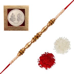 Amba Handicraft Rakhi للأخ Rakhi Set Rakhi سوار للأخ المصمم Rakhi Rudraksha Rakhi لمجموعة هدايا Bhaiya Bhabhi Rakhi. مجموعة راخي متنوعة Premium Rakhi AHRKE331