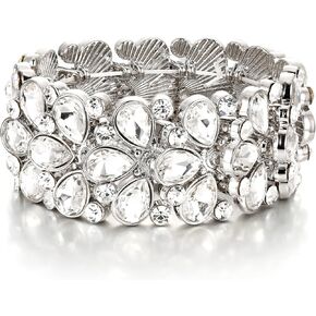 EVER FAITH Art Deco Jewelry for Prom Round Austrian Crystal 3 Layer Teardrop Stretch Bracelet for Women in Saudi Arabia