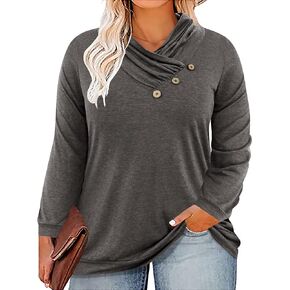 CARCOS Womens Plus Size Tops Mock Neck Long Sleeve Shirts Turtleneck Tunics for Fall Winter XL-5XL in Saudi Arabia