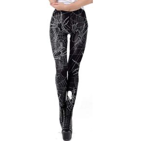 Sister Amy Women's Halloween Pumpkin Skulls Printed Ankle Elastic Tights Legging Halloween