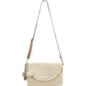Van Caro Handwoven Cotton Straw Shoulder Bag Crochet Tassel Beach Bohemian Purse for Women in Kuwait