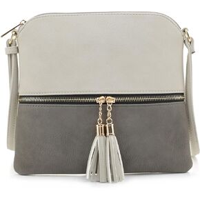 SG SUGU Lightweight Medium Crossbody Bag Shoulder Bag with Tassel and Zipper Pocket