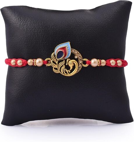 Drona Rakhi for Brother & Bhabhi | Lumba Bhaiya Pack of 2 Handcrafted Golden Round Design Lumba| with Box Packing Indian Designer Latest Thread Bracelets in Saudi Arabia