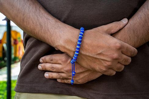 الصلاة التبتية مالا جزءا لا يتجزأ من الطب سوار اليوغا شفاء الخرز قابل للتعديل المعصم مالا حبات الصلاة التبتية للتأمل العديد من خيارات الألوان (الأزرق الملكي) in Saudi Arabia