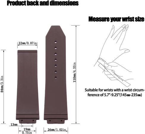 MCXGL 25mm x 19mm Big Bang Rubber Strap Compatible with Hublot Big Bang Silicone Diamond grain texture Replacement Watch Band in Saudi Arabia