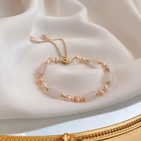 VIKCAUX Healing Crystal Bracelet Gold Wealthy Lucky Pearl Feng Shui Jade Bracelet for Women in Kuwait